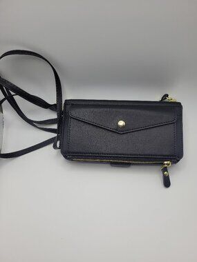 iPhone 14 Pro Max Wallet Case Crossbody Black Card Holder Zipper Snap Magnetic